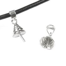 2x Sterling silver Bail Pin wi 7mm cup pearl pendant Connector