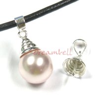 2x Sterling silver Bail Pin wi 7mm cup pearl pendant Connector