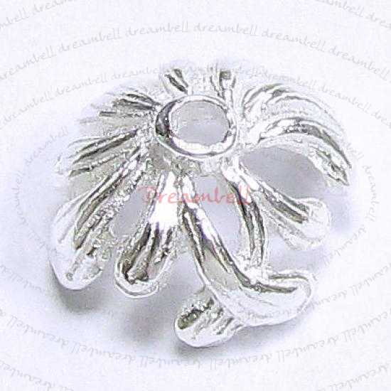 2x STERLING SILVER LEAF FLOWER Bead cap 11mm