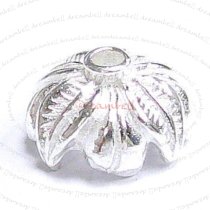 2x STERLING SILVER Round LEAF FLOWER Bead cap 10mm