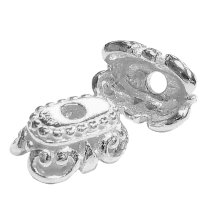 2x STERLING SILVER Flower Ornate Scrolled LENTIL Bead cap 12mm x 8mm
