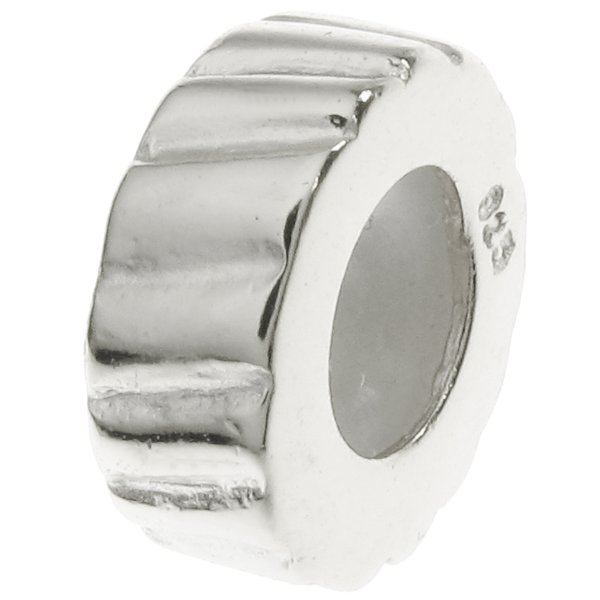 Sterling Silver STOPPER WITH RUBBER Twisted Round Bead for European Charm Bracelets 8.5mm