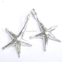 2x Sterling Silver STAR Star fish charm dangle pendant 16mm