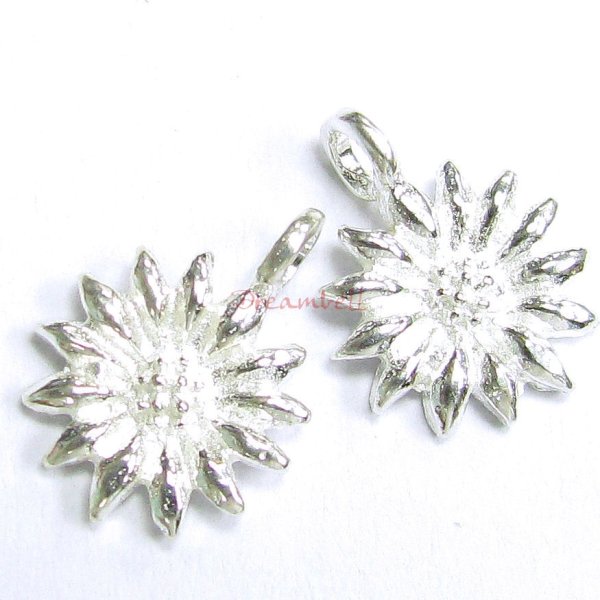 1x Sterling Silver SUN FLOWER charm dangle pendant 12mm