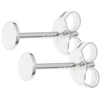 2x Sterling Silver 4mm Flat Board Glue on Earring post setting w/ clutches