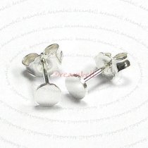 2x Sterling Silver 4mm Flat Board Glue on Earring post setting w/ clutches