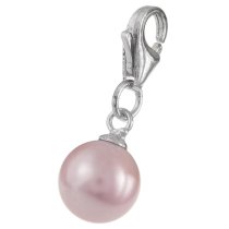 STERLING SILVER Swarovski Rosaline Pearl Pendant Charm Bead for European Style Clip on Charm
