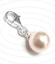 STERLING SILVER Swarovski Rosaline Pearl Pendant Charm Bead for European Style Clip on Charm