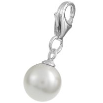 STERLING SILVER Swarovski White Pearl Pendant Charm Bead for European Style Clip on Charm