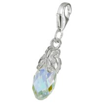 STERLING SILVER Swarovski Crystal AB Butterfly Pendant Charm Bead for European Style Clip on Charm
