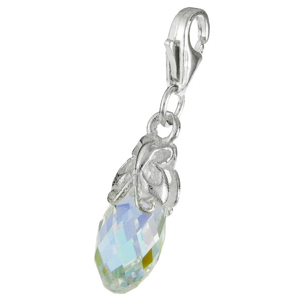 STERLING SILVER Swarovski Crystal AB Butterfly Pendant Charm Bead for European Style Clip on Charm