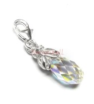 STERLING SILVER Swarovski Crystal AB Butterfly Pendant Charm Bead for European Style Clip on Charm