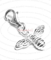 Sterling Silver HONEY BUMBLE BEE charm dangle pendant for European Style Clip on Charm