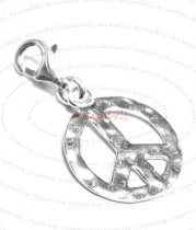 STERLING SILVER HAMMERED PEACE Dangle CHARM Pendant for European Style Clip on Charm