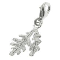 STERLING SILVER OAK LEAF CHARM PENDANT DANGLE for European Style Clip on Charm