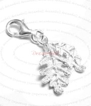 STERLING SILVER OAK LEAF CHARM PENDANT DANGLE for European Style Clip on Charm
