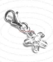 Sterling silver CZ crystal Flower Dangle Charm Pendant for European Style Clip on Charm
