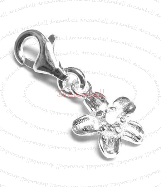 Sterling silver CZ crystal Flower Dangle Charm Pendant for European Style Clip on Charm