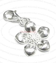 Bright Sterling silver FLOWER (SUNFLOWER) dangle Charm for European Style Clip on Charm