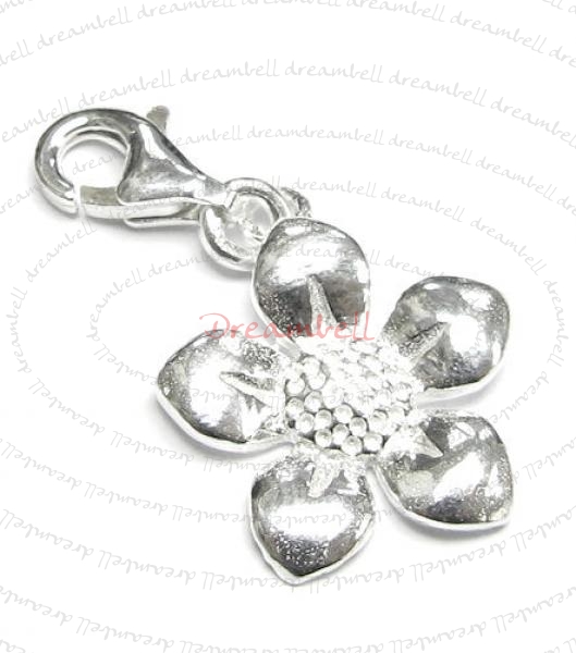 Bright Sterling silver FLOWER (SUNFLOWER) dangle Charm for European Style Clip on Charm