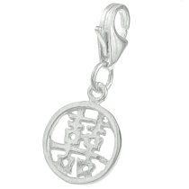 Sterling Silver Chinese Word DOUBLE HAPPINESS" Dangle Charm for European Style Clip on Charm"