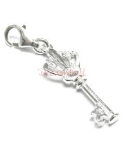STERLING SILVER Crown Key CHARM PENDANT DANGLE for European Style Clip on Charm