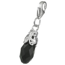 STERLING SILVER Swarovski Crystal Jet Black Butterfly Pendant Charm Bead for European Style Clip on Charm