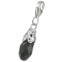 STERLING SILVER Swarovski Crystal Jet Black Butterfly Pendant Charm Bead for European Style Clip on Charm