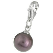 STERLING SILVER Swarovski Burgundy Pearl Pendant Charm Bead for European Style Clip on Charm