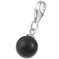 STERLING SILVER Swarovski Mystic Black Pearl Pendant Charm Bead for European Style Clip on Charm