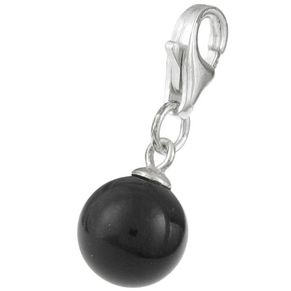 STERLING SILVER Swarovski Mystic Black Pearl Pendant Charm Bead for European Style Clip on Charm