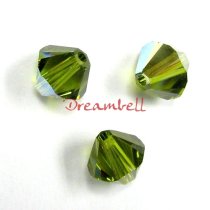24 x Swarovski Elements Xilion Crystal 5328 Olivine AB 4mm