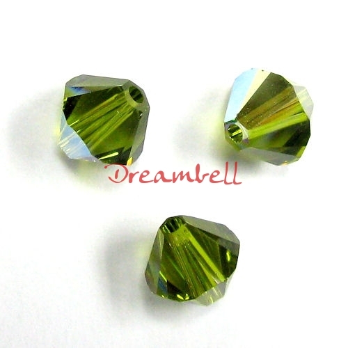 24 x Swarovski Elements Xilion Crystal 5328 Olivine AB 4mm