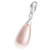 STERLING SILVER Swarovski Rosaline Drops Pearl Pendant Charm Bead for European Style Clip on Charm