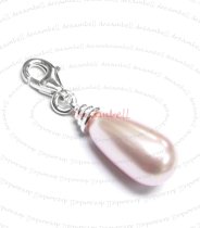 STERLING SILVER Swarovski Rosaline Drops Pearl Pendant Charm Bead for European Style Clip on Charm