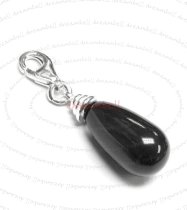 STERLING SILVER Swarovski Mystic Black Drops Pearl Pendant Charm Bead for European Style Clip on Charm