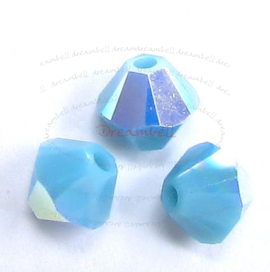 24 x Swarovski Elements Xilion Crystal 5328 Turquoise AB 4mm