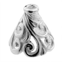 2x STERLING SILVER FLOWER Filigree Bead Cone cap 10mm