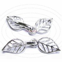 1x STERLING SILVER LEAF HOOK EYE Toggle Bead Clasp 32mm