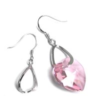2x Rhodium Sterling Silver Teardrop Earring Earwire Bail Clasp