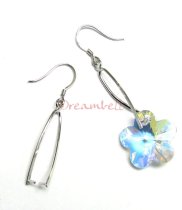 2x Rhodium Sterling Silver Earring Earwire Pinch Bail Clasp