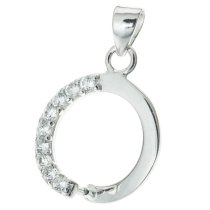 Rhodium on Sterling Silver CZ Crystal Round Bail Pinch Pendant Connector Dangle Clasp Slide