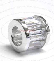 Sterling Silver Birthstone April Clear CZ Round Tube Bead for European Charm Bracelets