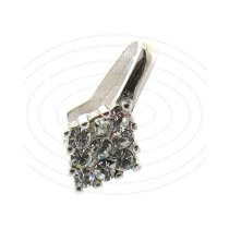 1x Rhodium plated Sterling Silver CZ Crystal Rhombus Pendant Bail Dangle Clasp