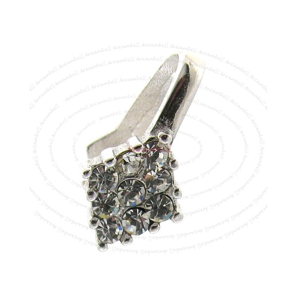 1x Rhodium plated Sterling Silver CZ Crystal Rhombus Pendant Bail Dangle Clasp