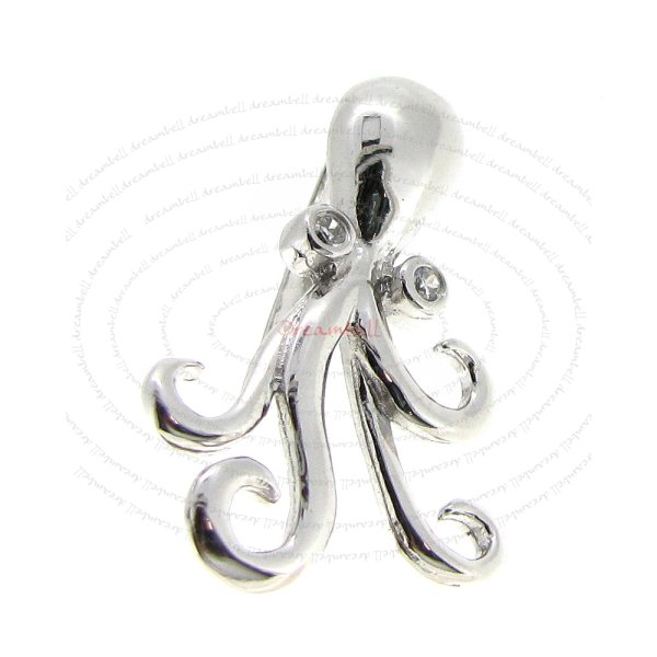 1x Rhodium plated Sterling Silver CZ Crystal Flower Pendant Bail Dangle Clasp