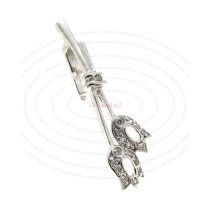 Large Rhodium plated Sterling Silver CZ FLOWER Lily Bail Pendant Dangle Clasp