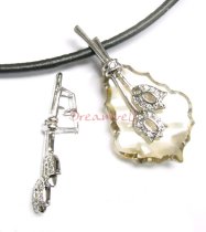 Large Rhodium plated Sterling Silver CZ FLOWER Lily Bail Pendant Dangle Clasp