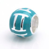 Sterling Silver Zodiac HOROSCOPE GEMINI Enamel Bead for European Charm Bracelets