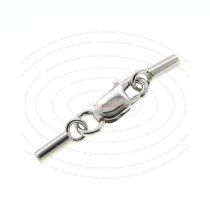 Rhodium Sterling silver 1mm Leather Cord end cap lobster clasp